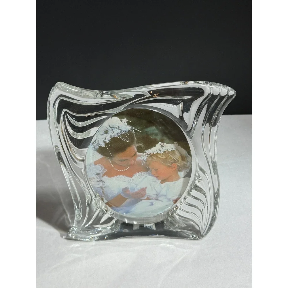 Mikasa Emotion Crystal Picture Frame WX242/575 Swirl Wave Glass Japan 4.5x6.5